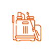 A orange and white icon of an electric toaster.