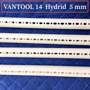 Four VANTOOL 14" Hybrid Glide G1 (5 mm) rods on a blue cloth.