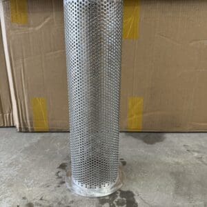 Stainless steel cylindrical filter screen.