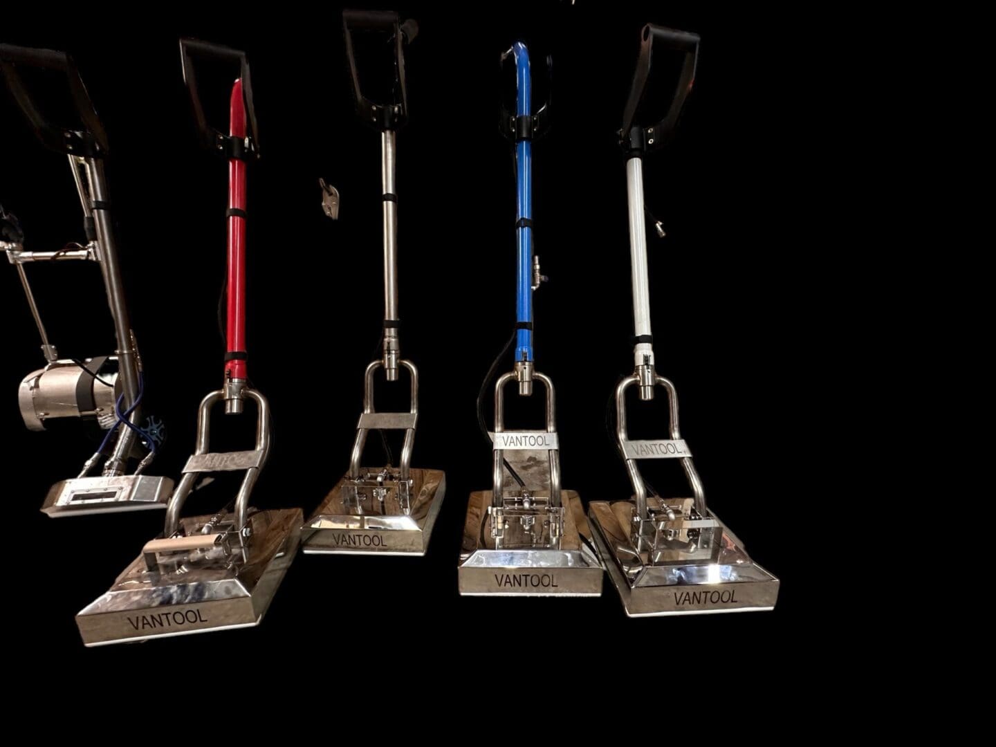 Five Vantool floor cleaning machines.