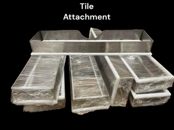 Stainless steel tile attachment trays.