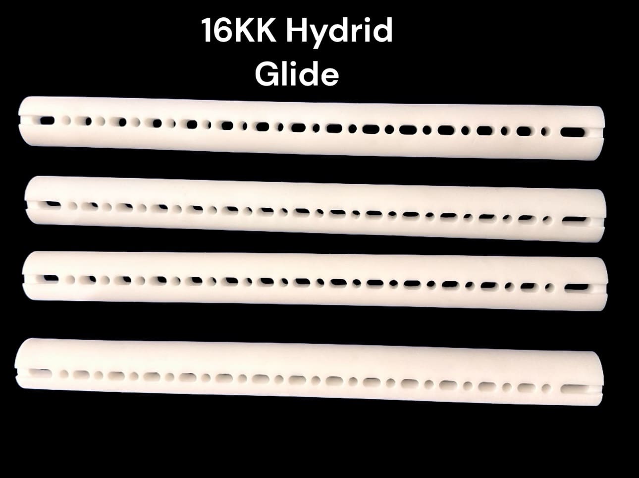 Four white tubes with holes