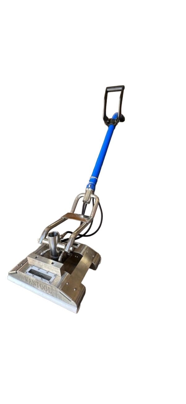 Blue and silver floor cleaning tool.