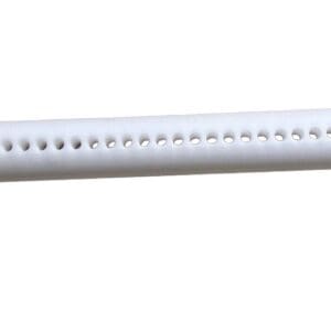 White plastic tube with holes.