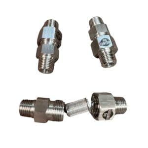 Silver metal plumbing filter fittings.