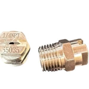 Brass spray nozzle with 1/4 NPT thread.