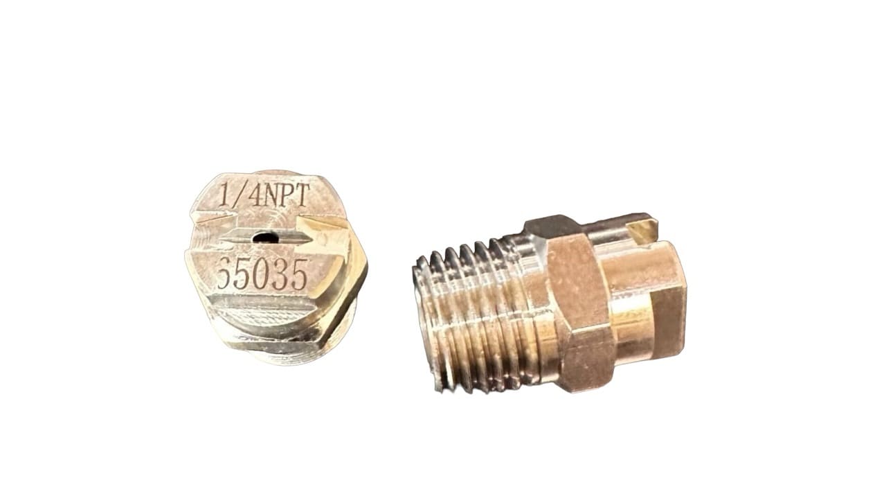 Brass spray nozzle with 1/4 NPT thread.