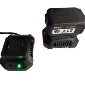 Black battery charger and charging battery.