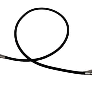 Black coiled hose with metal connectors.