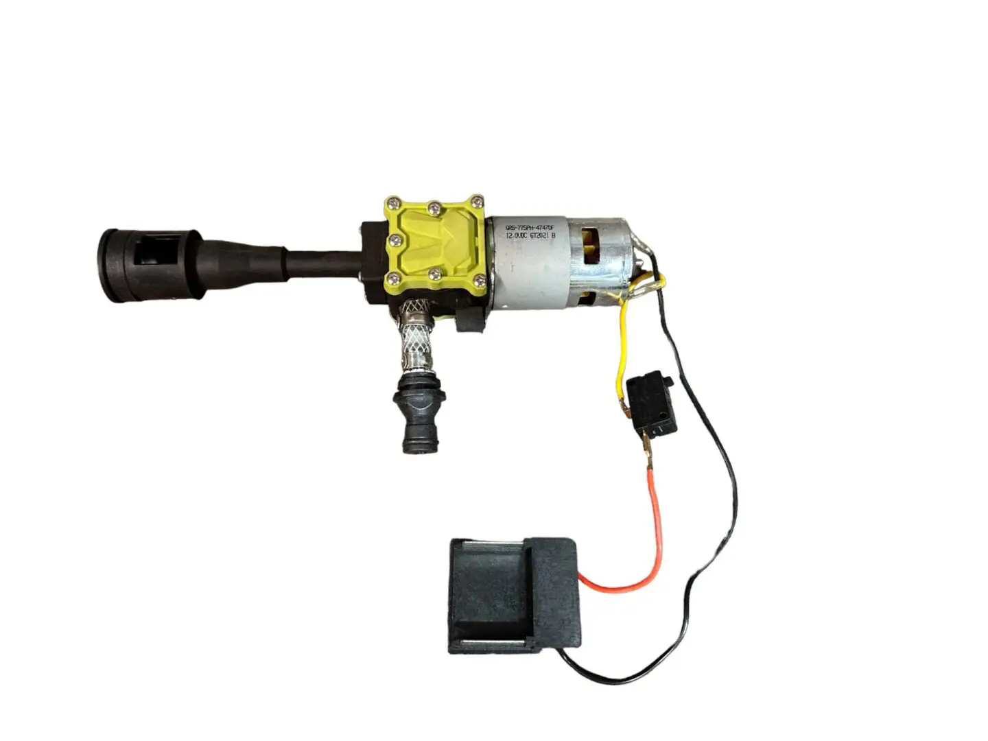 Electric water pump with wires and switch.