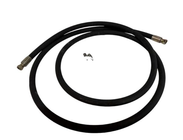 Black hydraulic hose with fittings.