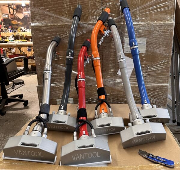 Six Vantool cleaning tools in different colors.