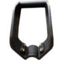 Black plastic bracket with gold screws.